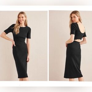 Boden black short sleeve ribbed knit dress with back cutout Size 10